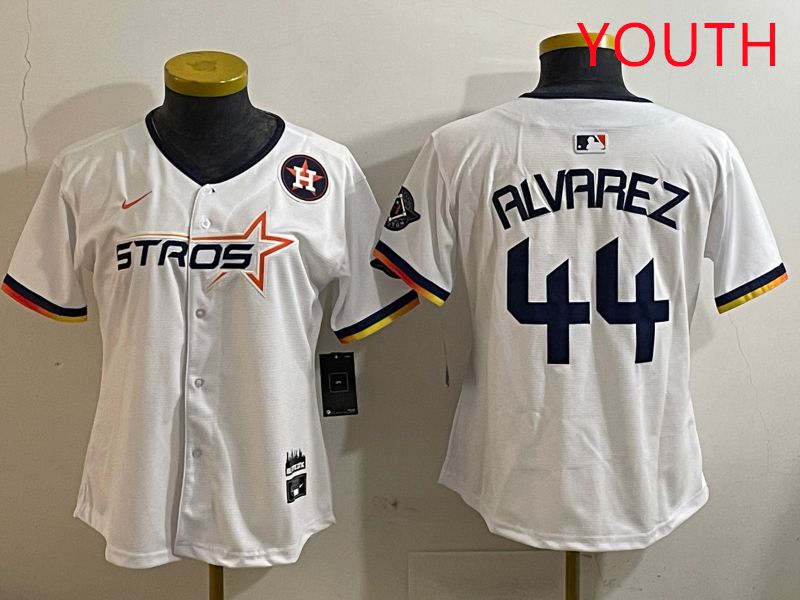 Youth Houston Astros #44 Alvarez White three generations Joint Name Nike 2025 MLB Jersey style 11->youth mlb jersey->Youth Jersey